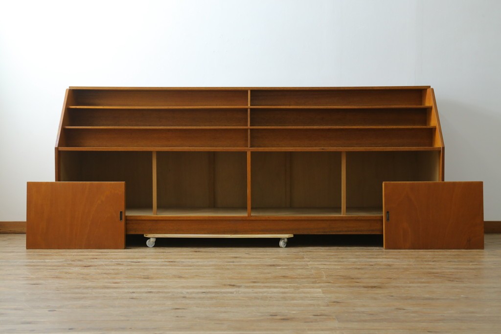 和製ヴィンテージ　図書館で使われていたシンプルなブックラック　(R-077696)