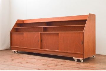 和製アンティーク　古い図書館のブックラック(本屋、展示棚、本棚、陳列棚、収納棚、戸棚、ディスプレイラック、店舗什器)(R-077696)