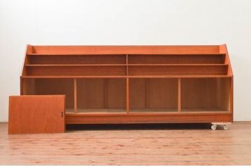 和製アンティーク　古い図書館のブックラック(本屋、展示棚、本棚、陳列棚、収納棚、戸棚、ディスプレイラック、店舗什器)(R-077696)
