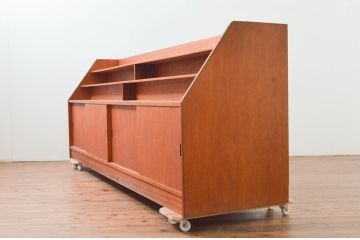 和製アンティーク　古い図書館のブックラック(本屋、展示棚、本棚、陳列棚、収納棚、戸棚、ディスプレイラック、店舗什器)(R-077696)