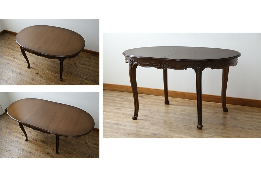 中古　カリモク家具(karimoku)　domani(ドマーニ)　Louis(ルイ)XVシリーズ　優雅な佇まいが魅力的なエクステンションテーブル　(R-077706)
