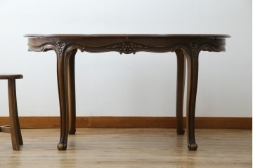 中古　カリモク家具(karimoku)　domani(ドマーニ)　Louis(ルイ)XVシリーズ　優雅な佇まいが魅力的なエクステンションテーブル　(R-077706)