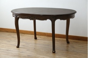 中古　カリモク家具(karimoku)　domani(ドマーニ)　Louis(ルイ)XVシリーズ　優雅な佇まいが魅力的なエクステンションテーブル　(R-077706)