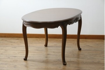 中古　カリモク家具(karimoku)　domani(ドマーニ)　Louis(ルイ)XVシリーズ　優雅な佇まいが魅力的なエクステンションテーブル　(R-077706)