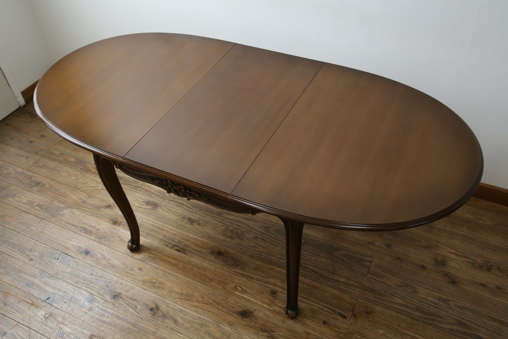 中古　カリモク家具(karimoku)　domani(ドマーニ)　Louis(ルイ)XVシリーズ　優雅な佇まいが魅力的なエクステンションテーブル　(R-077706)