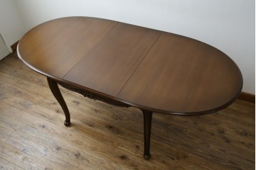 中古　カリモク家具(karimoku)　domani(ドマーニ)　Louis(ルイ)XVシリーズ　優雅な佇まいが魅力的なエクステンションテーブル　(R-077706)