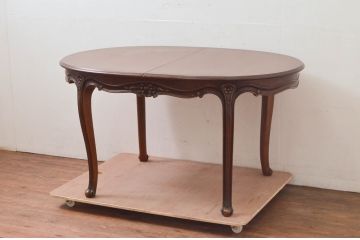 中古　カリモク家具(karimoku)　domani(ドマーニ)　Louis(ルイ)XVシリーズ　優雅な佇まいが魅力的なエクステンションテーブル(ダイニングテーブル、オーバルテーブル、食卓、4人掛け、6人掛け)(R-077706)
