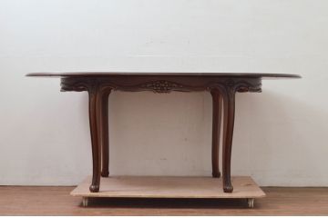 中古　カリモク家具(karimoku)　domani(ドマーニ)　Louis(ルイ)XVシリーズ　優雅な佇まいが魅力的なエクステンションテーブル(ダイニングテーブル、オーバルテーブル、食卓、4人掛け、6人掛け)(R-077706)