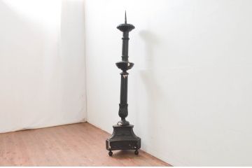 フランスアンティーク　特大!!　古い教会で使われていた大型キャンドルスタンド(燭台、ろうそく立て)(R-077710)