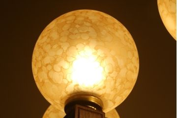 和製ビンテージ　松下電工(ナショナル)　木製のクラシックな八灯シャンデリア(天井照明、吊り下げ照明、ヴィンテージ)(R-077712)