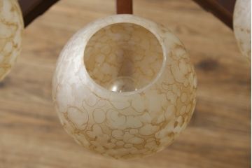 和製ビンテージ　松下電工(ナショナル)　木製のクラシックな八灯シャンデリア(天井照明、吊り下げ照明、ヴィンテージ)(R-077712)