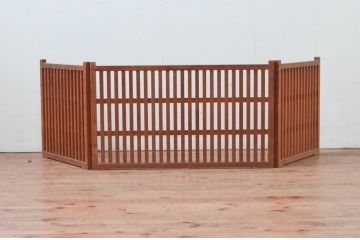 和製アンティーク　温かみのある木の色合いが味わい深い帳場格子(パーテーション、衝立、つい立て、衝い立て、衝立て)(R-077714)