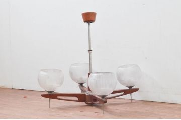 和製ビンテージ　松下電工(ナショナル)　ミッドセンチュリースタイルのお部屋作りにおすすめの4灯シャンデリア(天井照明、吊り下げ照明、ヴィンテージ)(R-077715)