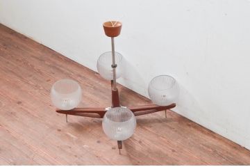 和製ビンテージ　松下電工(ナショナル)　ミッドセンチュリースタイルのお部屋作りにおすすめの4灯シャンデリア(天井照明、吊り下げ照明、ヴィンテージ)(R-077715)