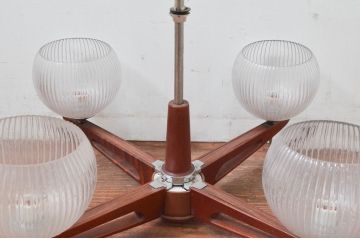 和製ビンテージ　松下電工(ナショナル)　ミッドセンチュリースタイルのお部屋作りにおすすめの4灯シャンデリア(天井照明、吊り下げ照明、ヴィンテージ)(R-077715)
