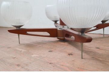 和製ビンテージ　松下電工(ナショナル)　ミッドセンチュリースタイルのお部屋作りにおすすめの4灯シャンデリア(天井照明、吊り下げ照明、ヴィンテージ)(R-077715)