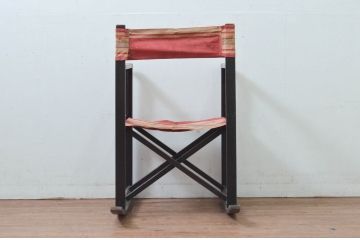 和製アンティーク　山葉(ヤマハ・日本楽器)　和モダンのお部屋作りにおすすめな畳にやさしい折り畳み式ロッキングチェア(文化椅子、フォールディングチェア、アームチェア、揺り椅子、イス)(R-077718)