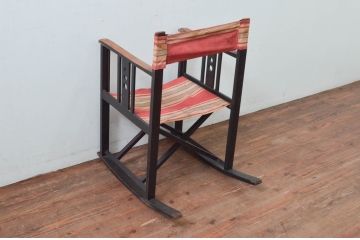 和製アンティーク　山葉(ヤマハ・日本楽器)　和モダンのお部屋作りにおすすめな畳にやさしい折り畳み式ロッキングチェア(文化椅子、フォールディングチェア、アームチェア、揺り椅子、イス)(R-077718)