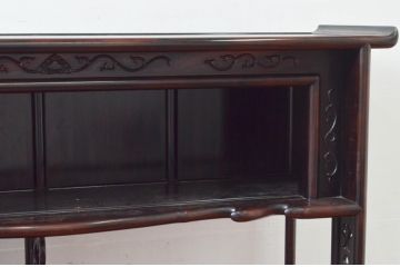 和製ビンテージ　縞黒檀(シマコクタン)材　落ち着きのある上品な色合いが美しい飾り棚(茶棚、違い棚、収納棚、戸棚、ヴィンテージ)(R-077725)
