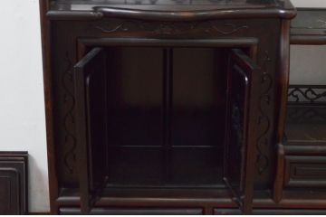 和製ビンテージ　縞黒檀(シマコクタン)材　落ち着きのある上品な色合いが美しい飾り棚(茶棚、違い棚、収納棚、戸棚、ヴィンテージ)(R-077725)