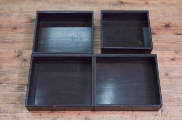 和製ビンテージ　縞黒檀(シマコクタン)材　落ち着きのある上品な色合いが美しい飾り棚(茶棚、違い棚、収納棚、戸棚、ヴィンテージ)(R-077725)