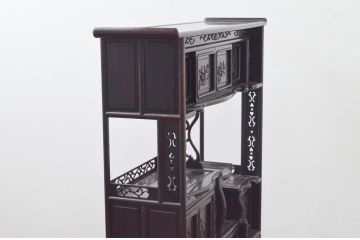 和製ビンテージ　縞黒檀(シマコクタン)材　落ち着きのある上品な色合いが美しい飾り棚(茶棚、違い棚、収納棚、戸棚、ヴィンテージ)(R-077725)