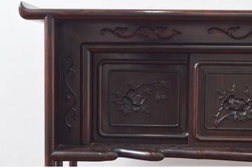 和製ビンテージ　縞黒檀(シマコクタン)材　落ち着きのある上品な色合いが美しい飾り棚(茶棚、違い棚、収納棚、戸棚、ヴィンテージ)(R-077725)