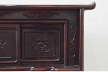 和製ビンテージ　縞黒檀(シマコクタン)材　落ち着きのある上品な色合いが美しい飾り棚(茶棚、違い棚、収納棚、戸棚、ヴィンテージ)(R-077725)