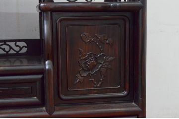 和製ビンテージ　縞黒檀(シマコクタン)材　落ち着きのある上品な色合いが美しい飾り棚(茶棚、違い棚、収納棚、戸棚、ヴィンテージ)(R-077725)