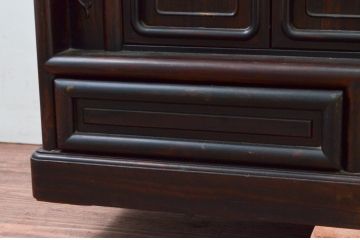 和製ビンテージ　縞黒檀(シマコクタン)材　落ち着きのある上品な色合いが美しい飾り棚(茶棚、違い棚、収納棚、戸棚、ヴィンテージ)(R-077725)