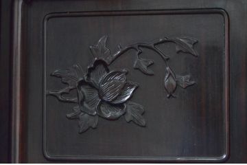 和製ビンテージ　縞黒檀(シマコクタン)材　落ち着きのある上品な色合いが美しい飾り棚(茶棚、違い棚、収納棚、戸棚、ヴィンテージ)(R-077725)