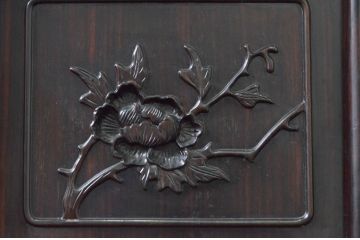 和製ビンテージ　縞黒檀(シマコクタン)材　落ち着きのある上品な色合いが美しい飾り棚(茶棚、違い棚、収納棚、戸棚、ヴィンテージ)(R-077725)