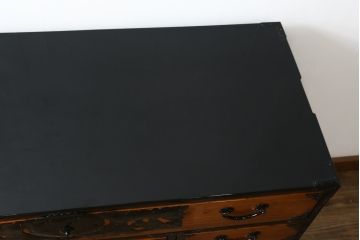 和製アンティーク　美品!!　専門店にてリペア済み品　本漆塗り　前面欅(ケヤキ)材　上品な佇まいで和の空間を引き立てる仙台箪笥(収納たんす、整理タンス、時代箪笥、引き出し、チェスト)(R-077731)