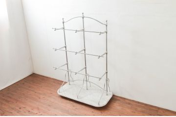 フランスビンテージ　大理石ベースの金属フレームとガラス板のフレンチシェルフ(飾り棚、陳列棚、オープンラック、店舗什器、ヴィンテージ)(R-077744)