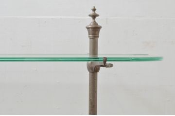 フランスビンテージ　大理石ベースの金属フレームとガラス板のフレンチシェルフ(飾り棚、陳列棚、オープンラック、店舗什器、ヴィンテージ)(R-077745)