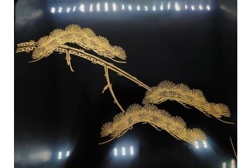 龍玉作　松竹梅の沈金彫が見事な御屠蘇器(鈴木孫次、蒔絵、漆器、木製、盃、杯、銚子、おとそ)(R-077755)