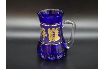 1987年　ベルギー　Val Saint Lambert(ヴァル・サン・ランベール)　キリンビアマグコレクション　コレクターズグラス　金彩　ギリシャ風のデザインが目を引くビアマグ(KIRIN COLLECTORS GLASS、ジョッキ)(R-077756)
