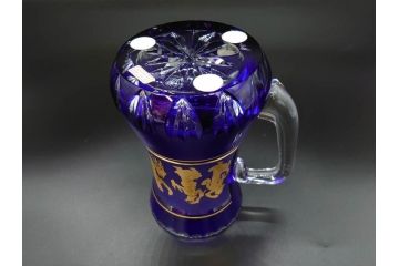 1987年　ベルギー　Val Saint Lambert(ヴァル・サン・ランベール)　キリンビアマグコレクション　コレクターズグラス　金彩　ギリシャ風のデザインが目を引くビアマグ(KIRIN COLLECTORS GLASS、ジョッキ)(R-077756)
