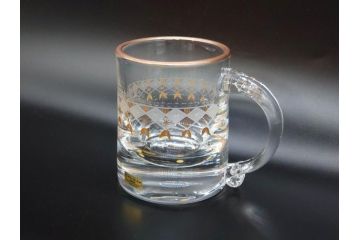 1986年　スウェーデン　KOSTA BODA(コスタボダ)　キリンビアマグコレクション　コレクターズグラス　ジュニア・ゴールド　金彩と細やかな装飾が美しいビアマグ(ジョッキ、KIRIN COLLECTORS GLASS、北欧)(R-077758)