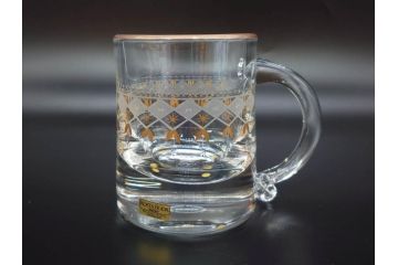 1986年　スウェーデン　KOSTA BODA(コスタボダ)　キリンビアマグコレクション　コレクターズグラス　ジュニア・ゴールド　金彩と細やかな装飾が美しいビアマグ(ジョッキ、KIRIN COLLECTORS GLASS、北欧)(R-077758)