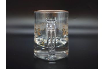 1986年　スウェーデン　KOSTA BODA(コスタボダ)　キリンビアマグコレクション　コレクターズグラス　ジュニア・ゴールド　金彩と細やかな装飾が美しいビアマグ(ジョッキ、KIRIN COLLECTORS GLASS、北欧)(R-077758)