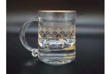 1986年　スウェーデン　KOSTA BODA(コスタボダ)　キリンビアマグコレクション　コレクターズグラス　ジュニア・ゴールド　金彩と細やかな装飾が美しいビアマグ(ジョッキ、KIRIN COLLECTORS GLASS、北欧)(R-077758)