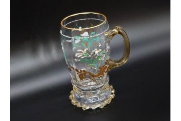 1990年　ドイツ THERESIENTHAL(テレジアンタール) キリンビアマグコレクション　コレクターズグラス　金彩と色鮮やかなバイエルンの花が描かれたビアマグ(KIRIN COLLECTORS GLASS、ジョッキ、グラス)(R-077759)