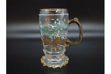 1990年　ドイツ THERESIENTHAL(テレジアンタール) キリンビアマグコレクション　コレクターズグラス　金彩と色鮮やかなバイエルンの花が描かれたビアマグ(KIRIN COLLECTORS GLASS、ジョッキ、グラス)(R-077759)