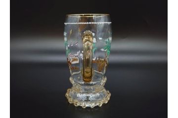 1990年　ドイツ THERESIENTHAL(テレジアンタール) キリンビアマグコレクション　コレクターズグラス　金彩と色鮮やかなバイエルンの花が描かれたビアマグ(KIRIN COLLECTORS GLASS、ジョッキ、グラス)(R-077759)