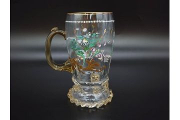 1990年　ドイツ THERESIENTHAL(テレジアンタール) キリンビアマグコレクション　コレクターズグラス　金彩と色鮮やかなバイエルンの花が描かれたビアマグ(KIRIN COLLECTORS GLASS、ジョッキ、グラス)(R-077759)