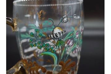 1990年　ドイツ THERESIENTHAL(テレジアンタール) キリンビアマグコレクション　コレクターズグラス　金彩と色鮮やかなバイエルンの花が描かれたビアマグ(KIRIN COLLECTORS GLASS、ジョッキ、グラス)(R-077759)