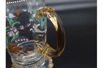 1990年　ドイツ THERESIENTHAL(テレジアンタール) キリンビアマグコレクション　コレクターズグラス　金彩と色鮮やかなバイエルンの花が描かれたビアマグ(KIRIN COLLECTORS GLASS、ジョッキ、グラス)(R-077759)