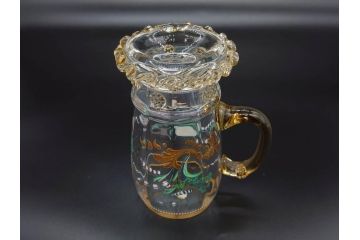 1990年　ドイツ THERESIENTHAL(テレジアンタール) キリンビアマグコレクション　コレクターズグラス　金彩と色鮮やかなバイエルンの花が描かれたビアマグ(KIRIN COLLECTORS GLASS、ジョッキ、グラス)(R-077759)