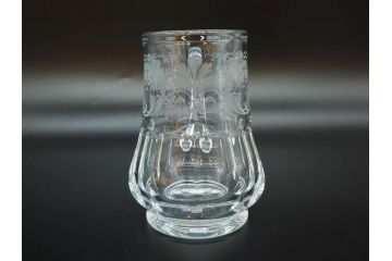 1981年　フランス　Baccarat　バカラ　キリンビアマグコレクション　コレクターズグラス　クリスタルガラス　鳳凰と草花のデザインが優美なビアマグ(KIRIN COLLECTORS GLASS、ジョッキ、グラス、フルレッドクリスタルガラス)(R-077762)